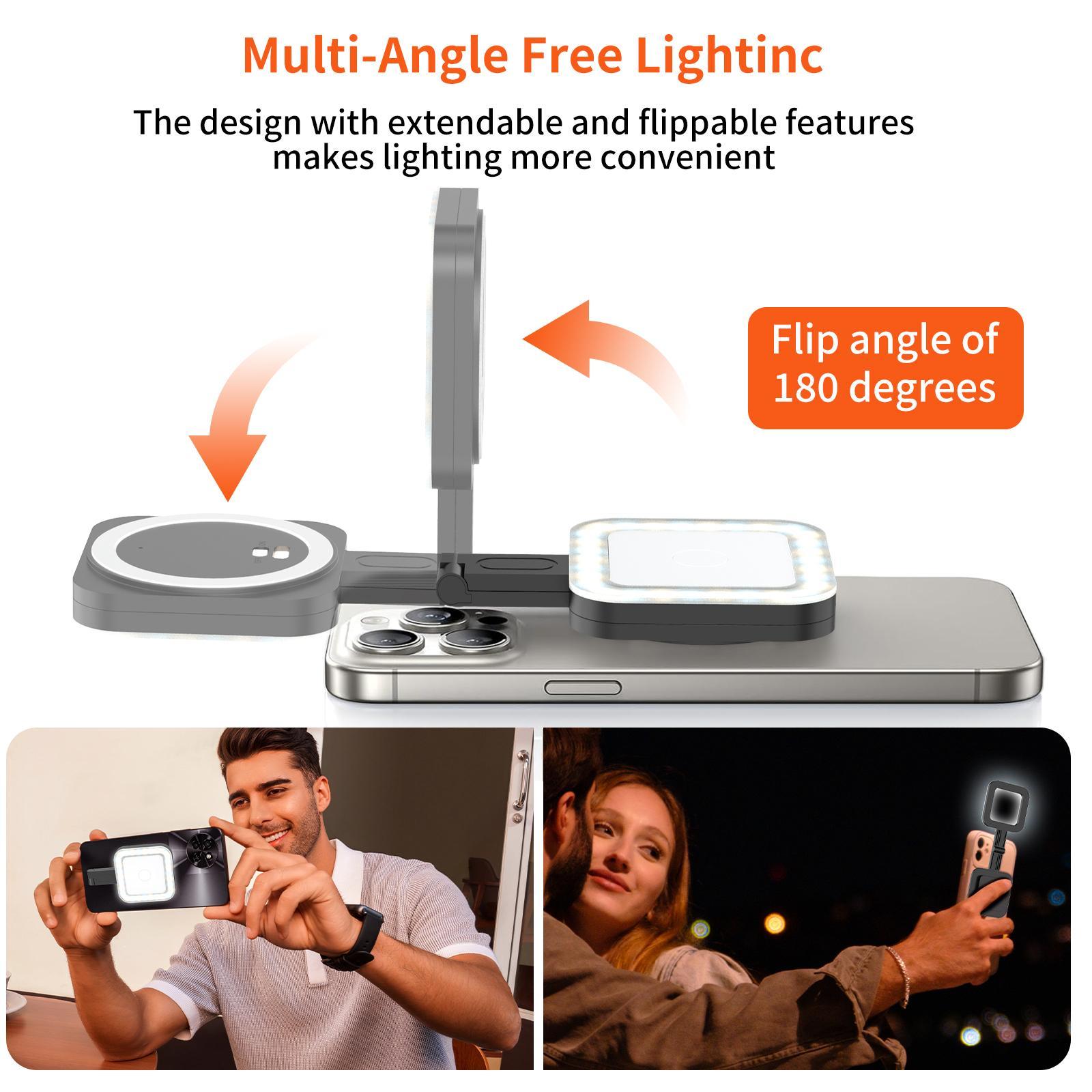 Magnetic Selfie Light, Selfie Led Lights, 1pc 360° LED Selfie Ring Fill Light Compatible with iPhone Magsafe for Selfies/Photography