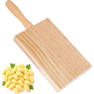 Wooden Gnocchi Pasta Maker Rolling Board with Roller Paddle Authentic Shaper Tools for Pasta Lovers