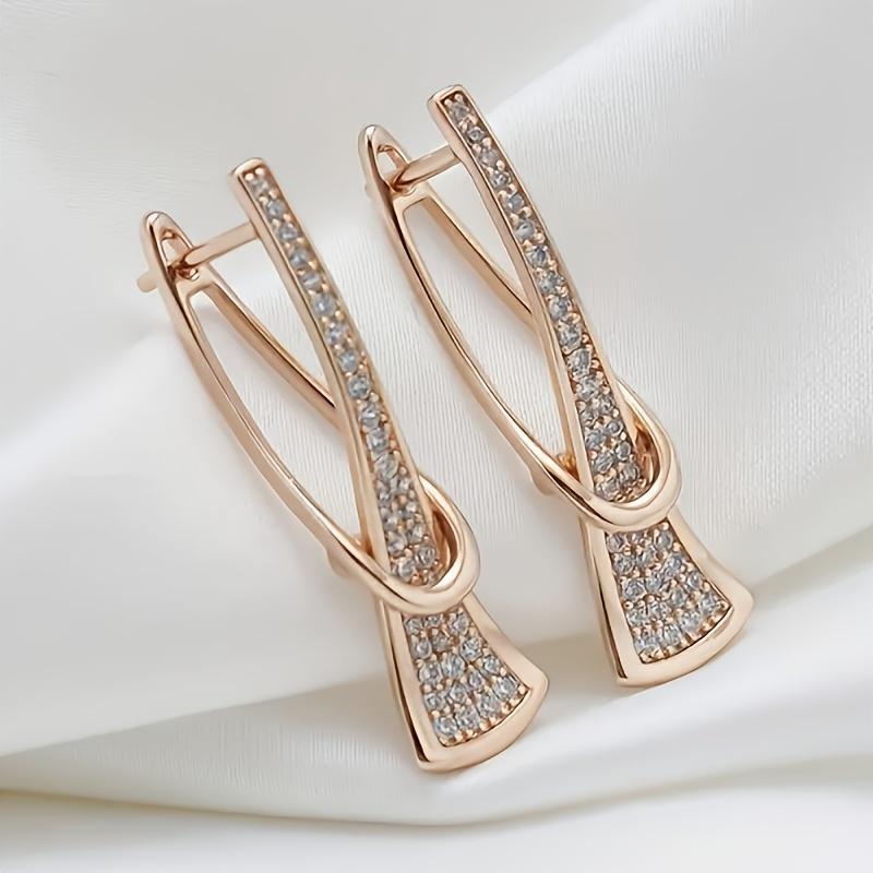1 Pair of Women'S Fashion Dangle Earrings Set with Synthetic Synthetic Zirconia Geometric Style Elegant Ladies' Banquet Temperament Earrings Suitable for Daily Casual Party Wear