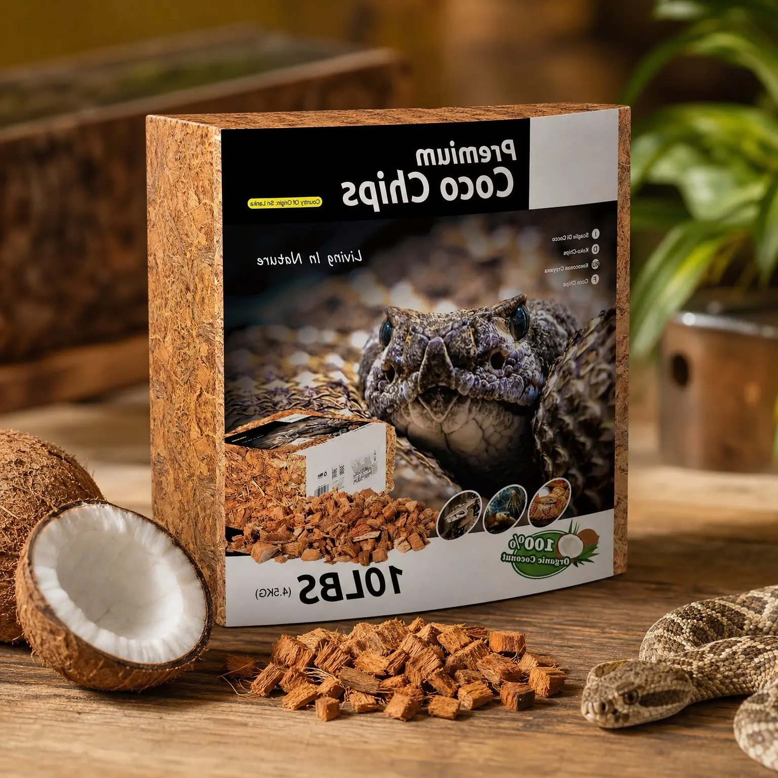 72 Quart Coconut Chip Reptile Substrate, Coco Husk Bedding for Ball Pythons, Snakes, Geckos, Lizards, Tortoises, Frogs | Terrarium Tank SubstrateGift