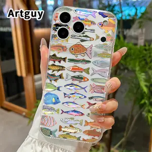 Phone case for iPhone 17 15 16 14 Pro Max 13 12 11 Air XR XS E Fishy Fantasy Array Non-Yellowing Silicone Transparent Drop Protective Cover