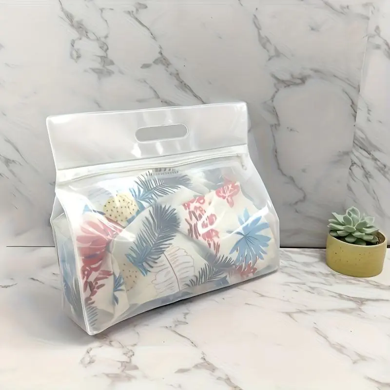 2pcs Clear PVC Swim Bag with Wet/Dry Separation, 11inch *2.68inch *9.8inch Zippered Portable Storage Bag for Beach, Pool, Gym & Travel - Durable Rectangular Organizer for Swimwear & Essentials Swimming Bag