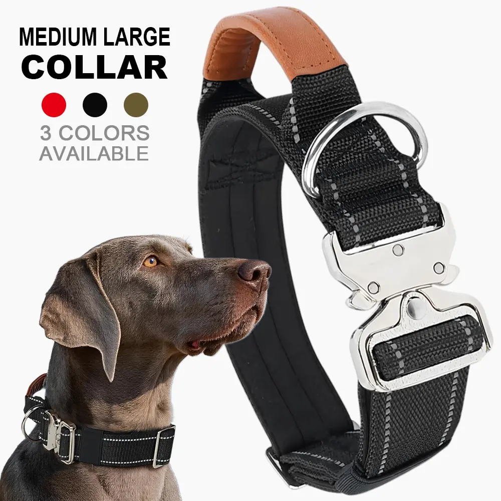 1Pcs Reflective Nylon Large Dog Collar, High-strength Metal Buckle Tactical Dog Collars, Sturdy and Durable, Suitable for Medium and Large Dogs, German Shepherd Accessories
