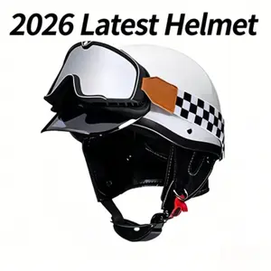 2026 New Summer Motorcycle Helmet, Half Helmet Retro Lightweight Cruiser Helmet, Vintage Cap Brim Helmet, Electric Bike Helmet