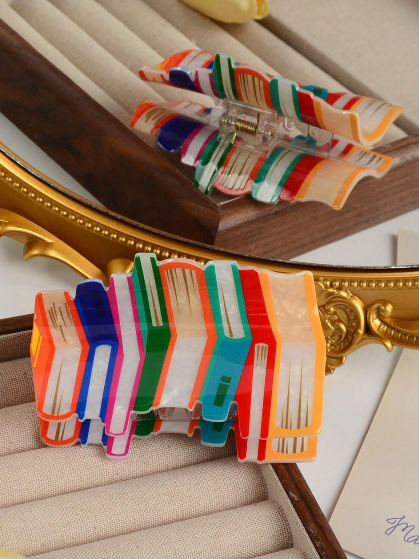 Colorblock Book Design Hair Claw, Creative Book Design Hair Accessories for Women & Girls, Cute Lovely Hairwear for Daily Used