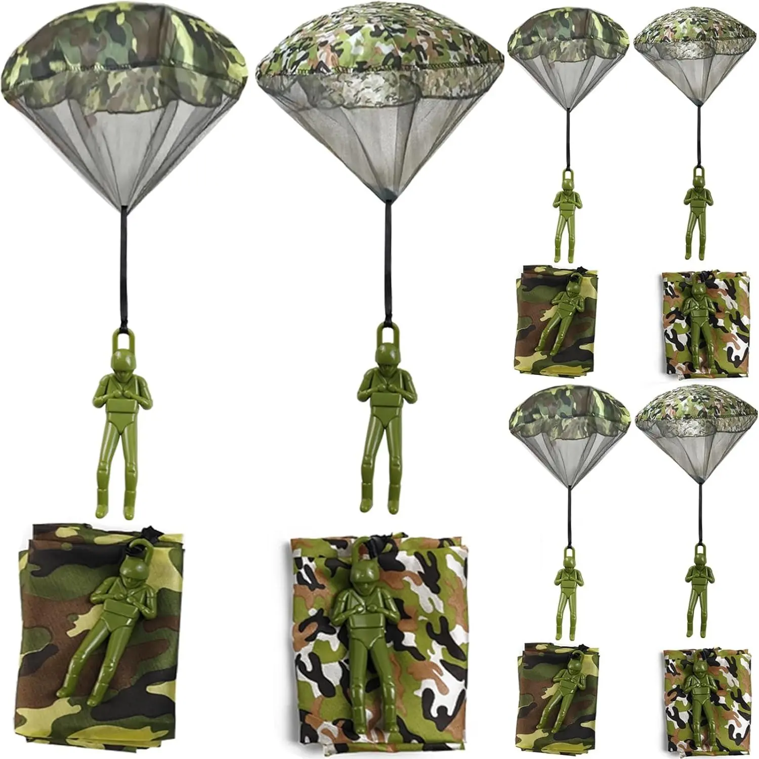 6PCS Army Camo Parachute Toys Hand Throwing Army Men Action Figures Tangle Free Outdoor Games Gifts for Kids Ages 3-16fidget toys