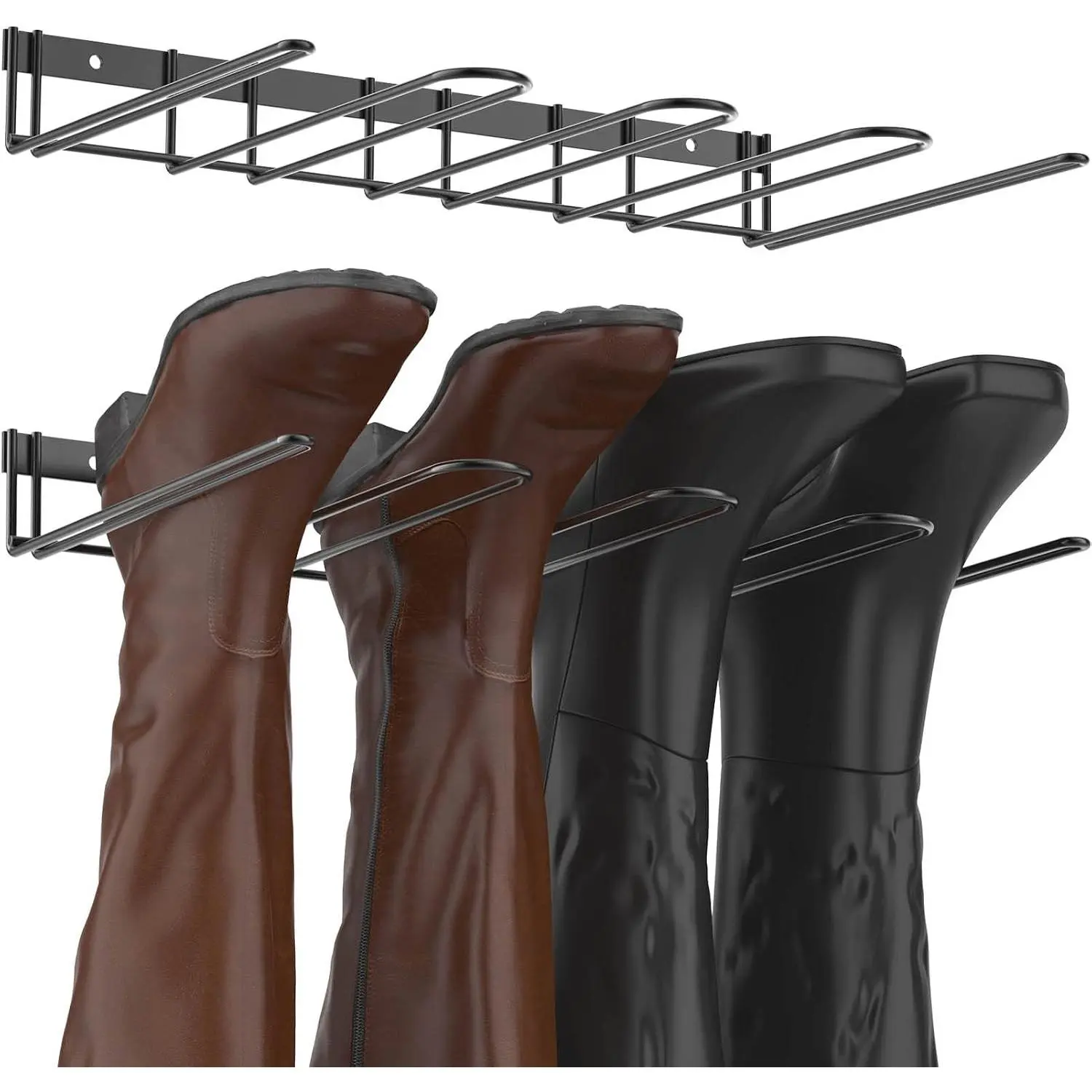 Boot Rack Wader Hanger Wall Mounted - 4 Pair Sturdy Metal Boot Organizer, Tall Shoe Holder for Closet, Entryway, Indoor, Garage