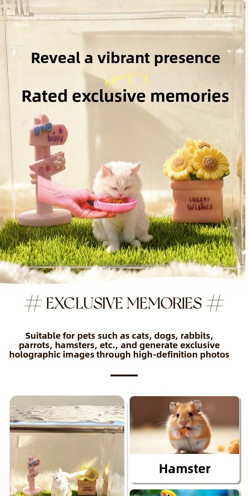 Pet 3D Hologram Projection Box AI Companion Memorial Keepsake For Dogs Cats Heated Outdoor Dog House with Heating Pad human sized bed cat tree Breathable Elevated Cooling Curved Foam Stairs Ramp Gothic Coffin Wheeled Wooden Crate Soft Foldable Cushion