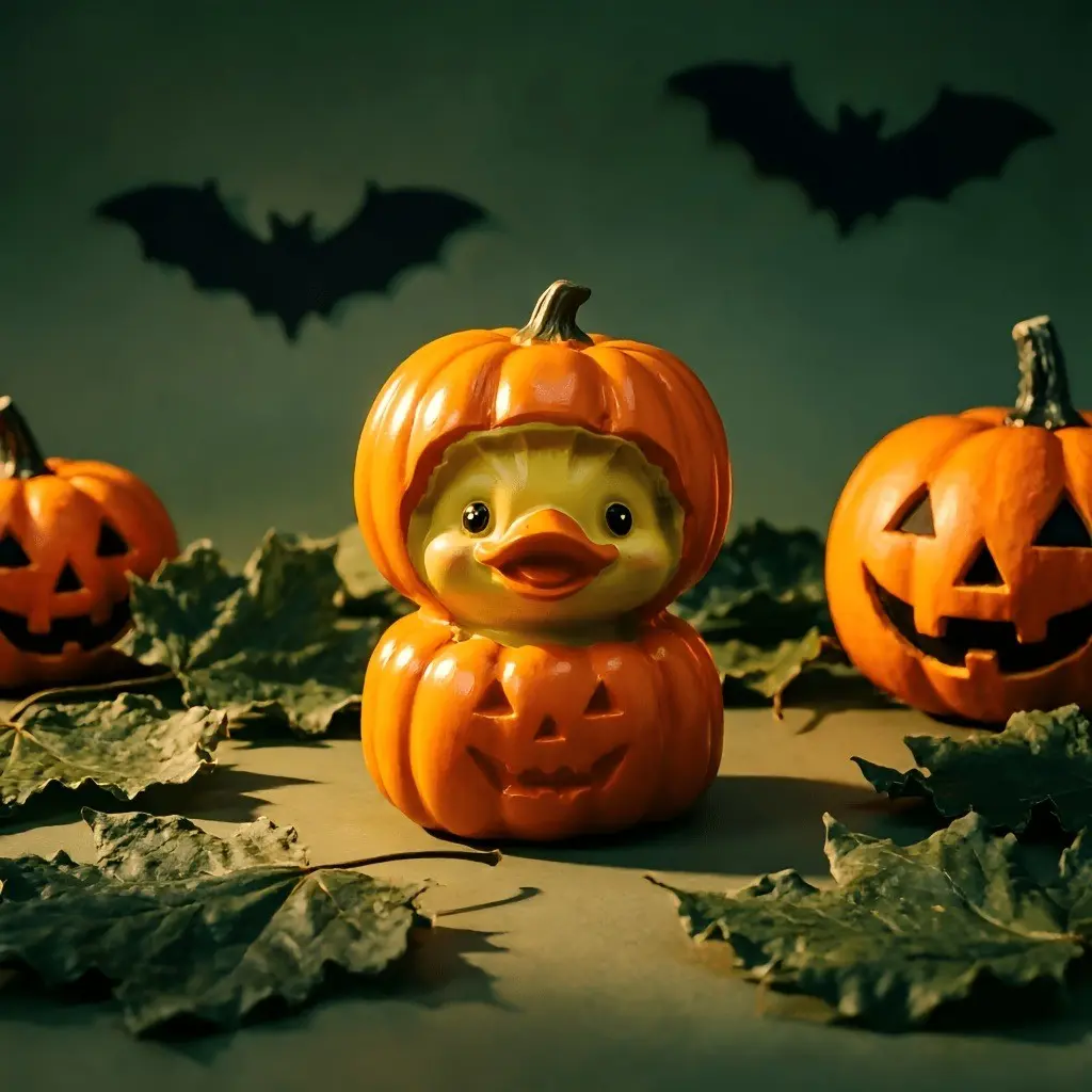 Halloween Pumpkin Duck Resin Decoration, Cute Pumpkin Duck Desk Decor, Autumn Harvest Home Office Window Display, Small Craft Gift