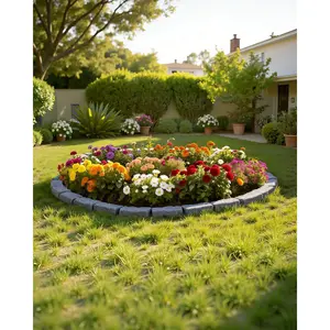 VEVOR Faux Stone Landscape Edging, 46.4x 2.2 in Realistic Lawn Edging, Flexible Brick-Sized Garden Edging Border with Anchoring Spikes, Fade-Resistant Yard Edging for Driveways Walkway Grey