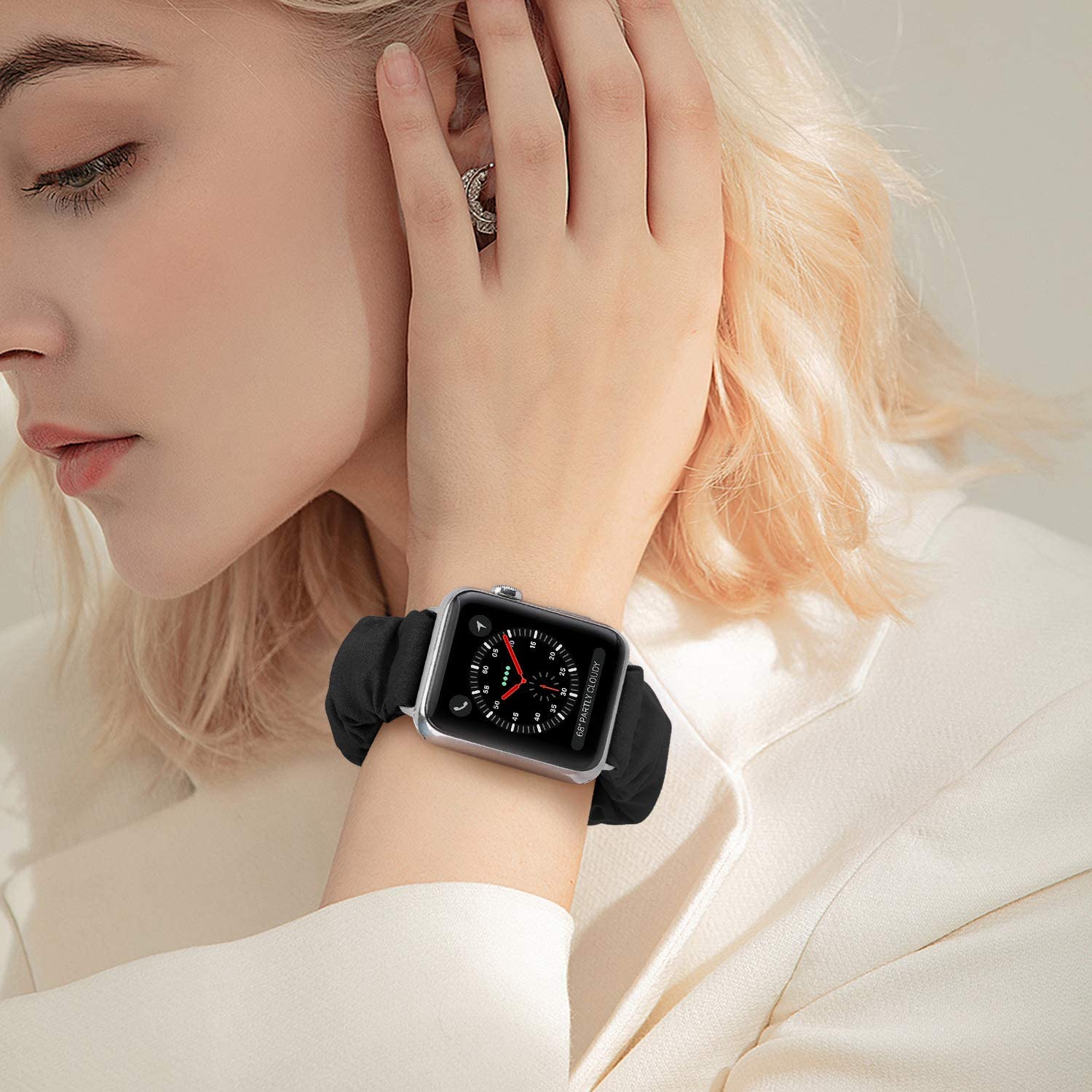 Scrunchie Strap for Apple watch band 10 42mm 46mm 40mm 41mm 45 44 38 Elastic Nylon bracelet iwatch series 11 5 6 7 8 9 SE ultra2