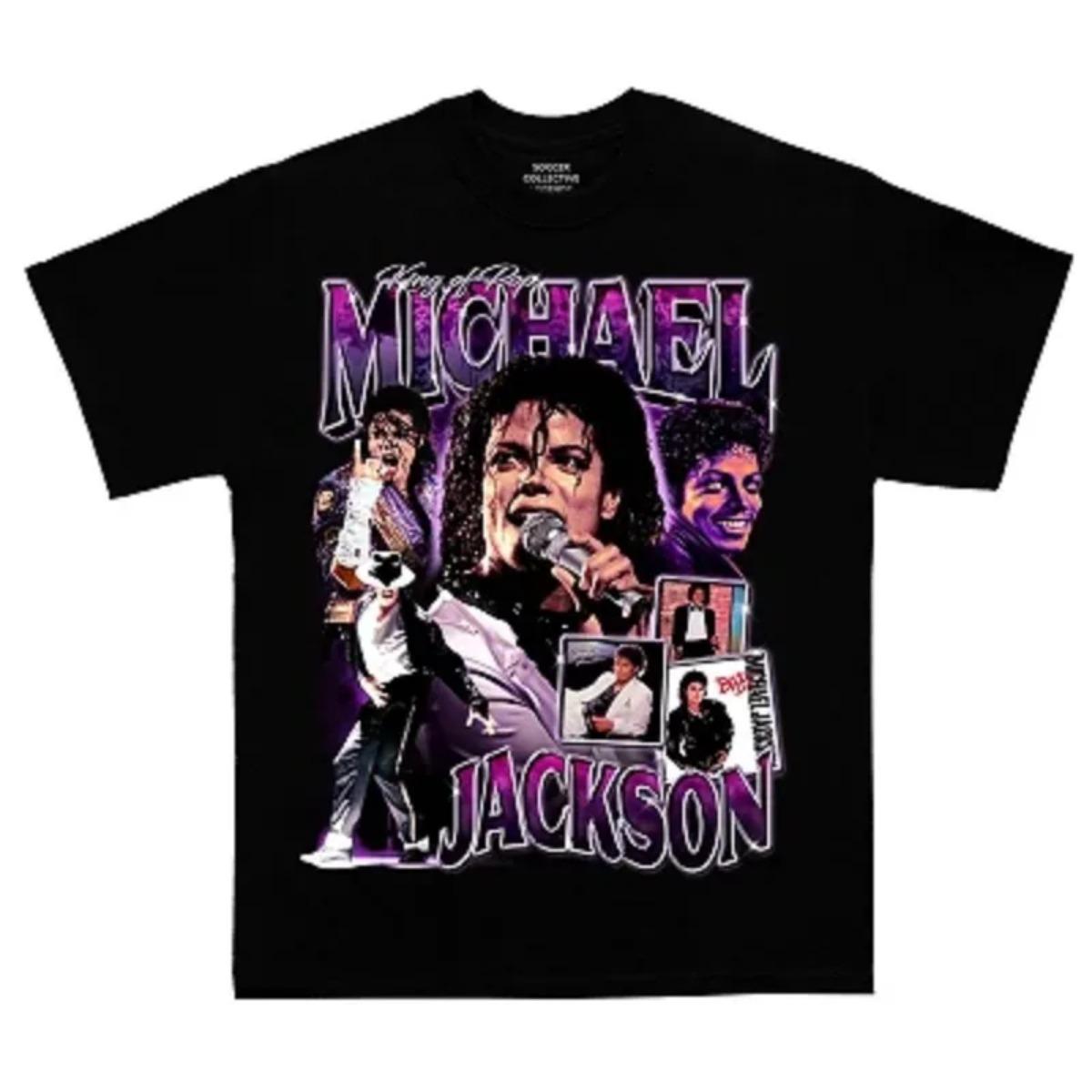 Singer MJ Michael Jackson Portrait Graphic Cotton T Shirt Men's Retro Fashion Summer Unisex Hip Hop Short Sleeve Loose Shirt