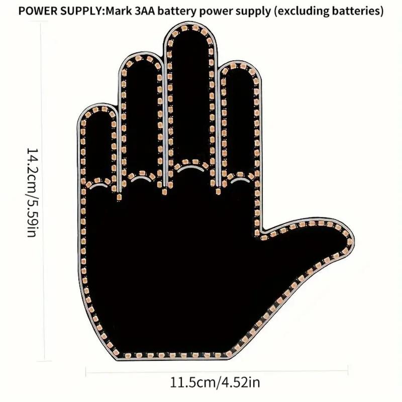 Finger Light with Remote, 1/2/3 Counts Car Hand Sign, Mirror LED Warning Light, Multifunctional Warning Light for Car Window, Car Accessories, Visibility During Night Driving, Led Lights