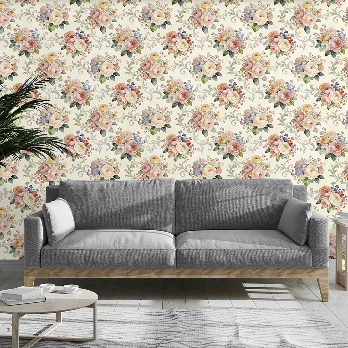 1 piece retro floral pattern cycling wallpaper for home use, suitable for living rooms, bedrooms, foyers, cafes, and B&Bs, ideal for wall decoration
