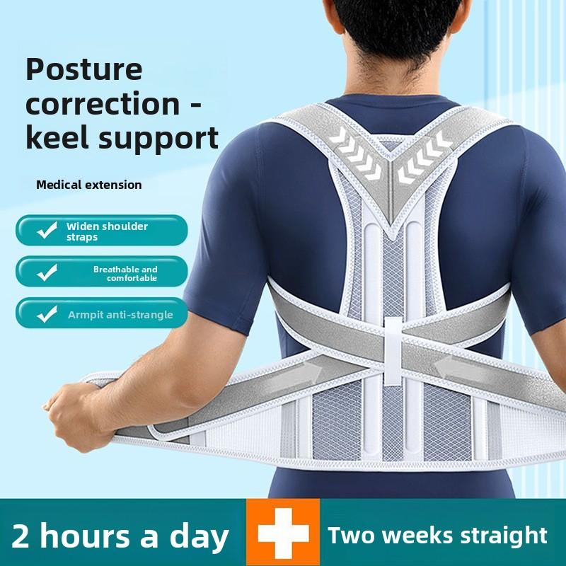Back correction artifact Male and female posture prevention of scoliosis Open shoulder Open back Adult posture with hunchback straight back. Brace