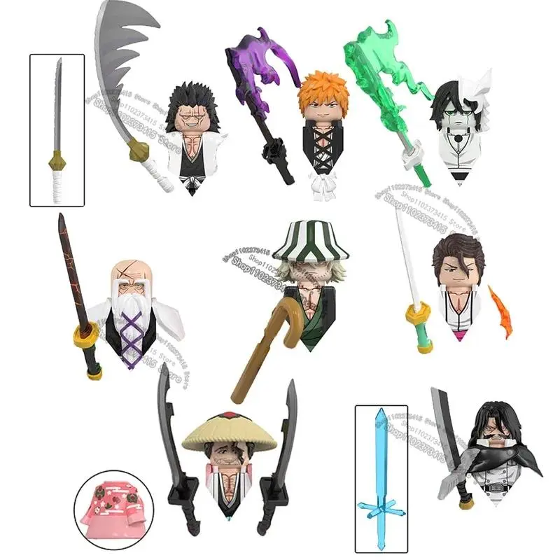 WM6164 BLEACH Anime Cartoon Bricks WM Blocks Dolls Kurosaki Ichigo Hitsugaya Toushirou Action Toy Fig Building Blocks