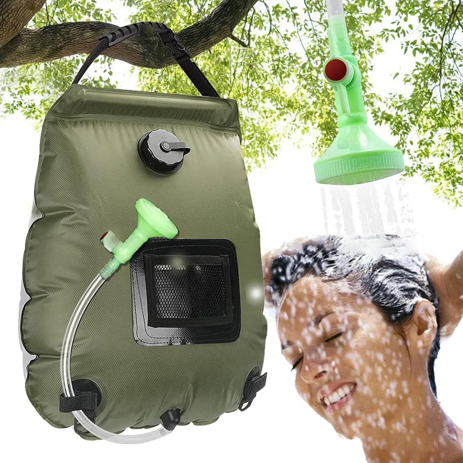 Solar Shower Bag | 5 Gal/20L Solar Heating Camping Shower Bag | Removable Hose | -Off Switchable Shower  | Ducha Portatil | Traveling Shower | Portable Shower for Beach Swimming, Hiking