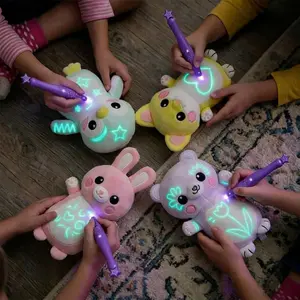 Glowmate Erasable Graffiti Plush Toy, Glows in Dark, Magic Drawing Soft Filled Animal, Soft Stuffed Animal, Perfect Birthday Gift for Boys and Girls, Safe and Non-Toxic