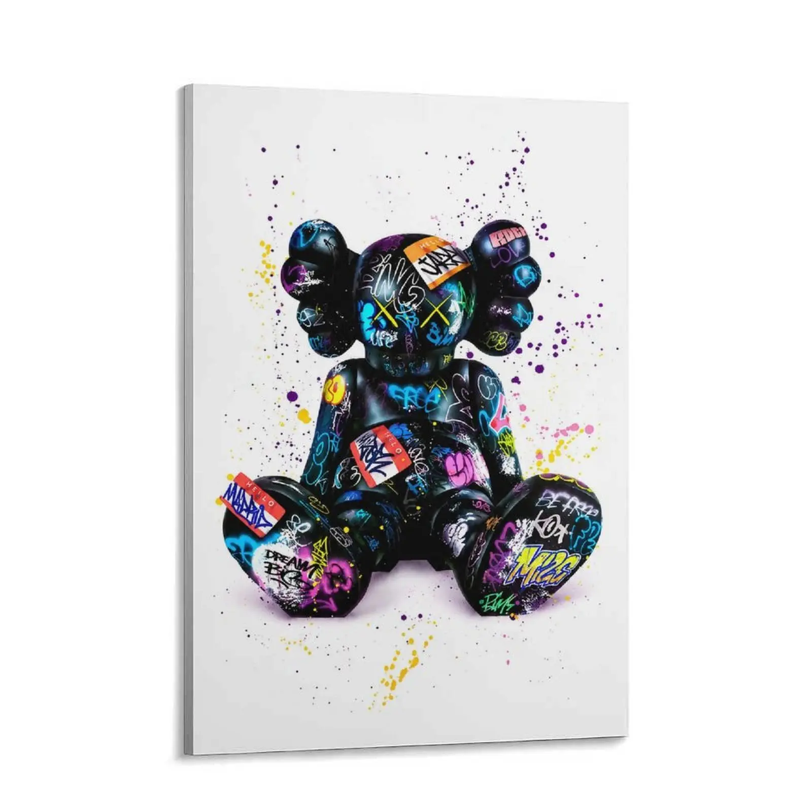 Hypebeast Graffiti Bear Canvas Painting - Premium Minimalist Contemporary Street Art Poster, Urban Decor for Bedroom, Home Supplies Wall Art Prints