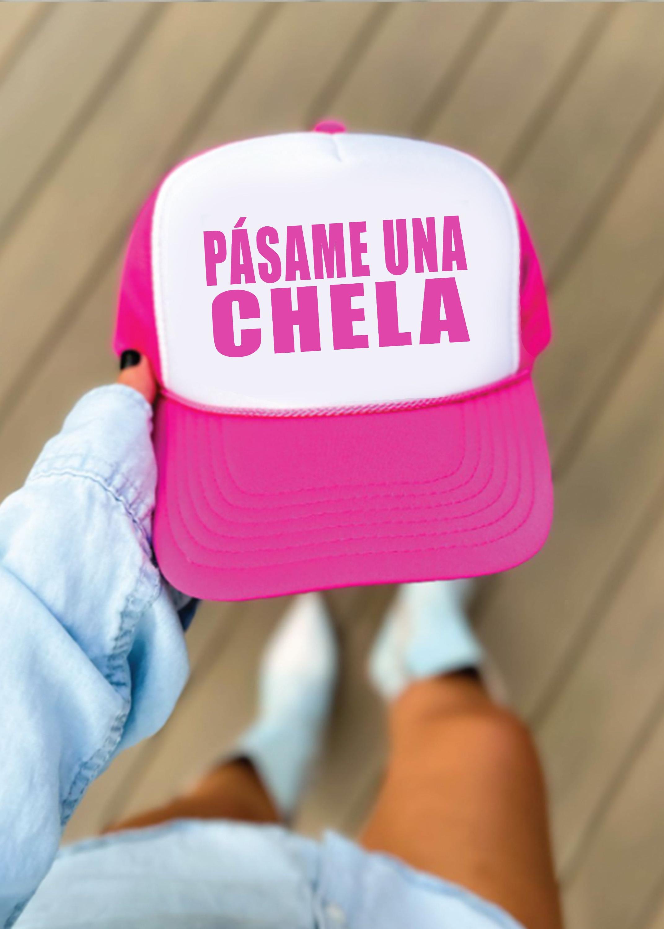 PASAME UN CHELA PINK/WHITE TRUCKER HAT