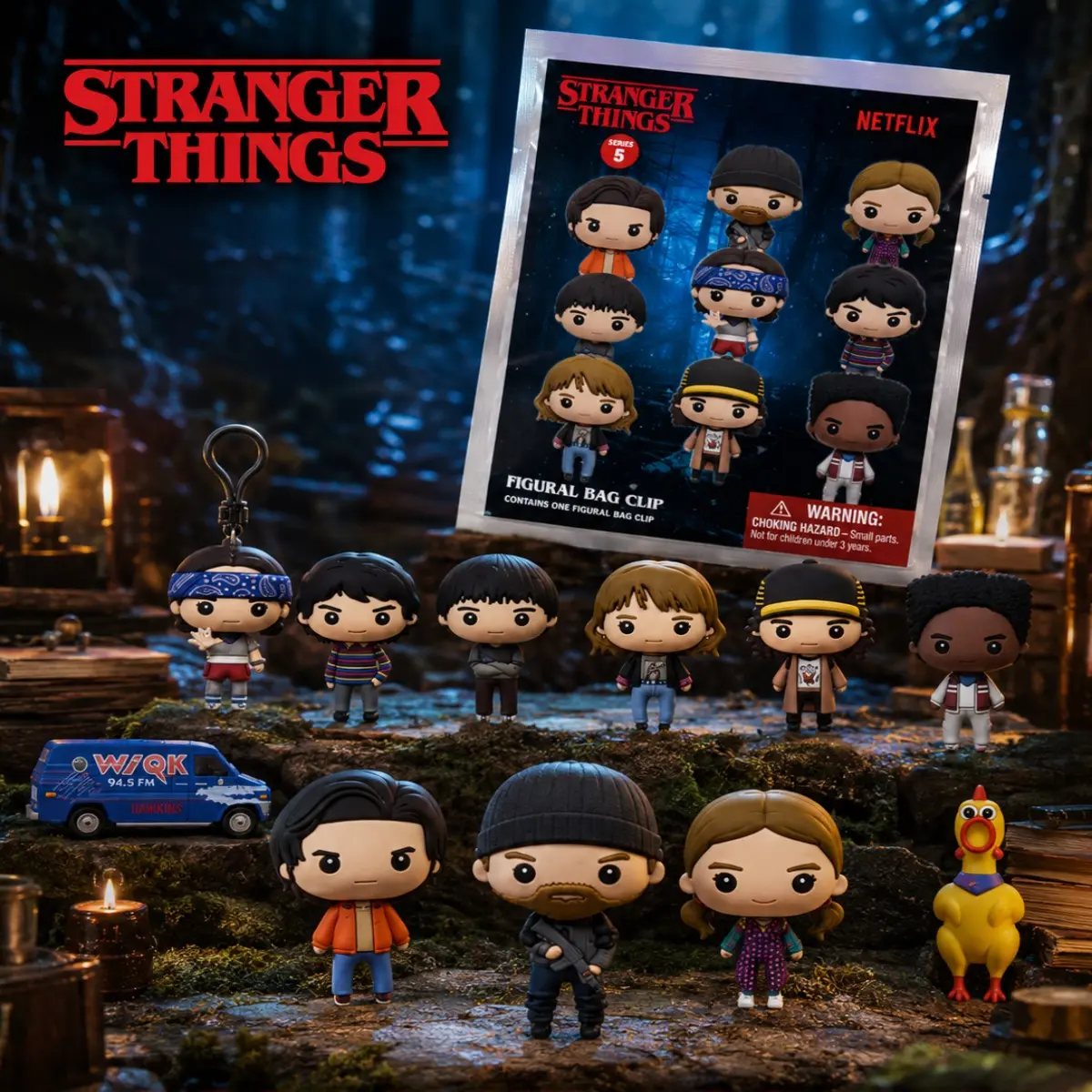 1PC Stranger Things Netflix Licensed Series 5 3D PVC Blind Bag Clip Keychain Random Dustin Eleven Demogorgon Backpack Collectible