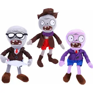 PVZ Plush Toys, 3 PCS Set: Purple, Newspaper Gray, Red Pants Cowboy Zombies Soft Plush Toys, Great Gift for Kids & Game Fans