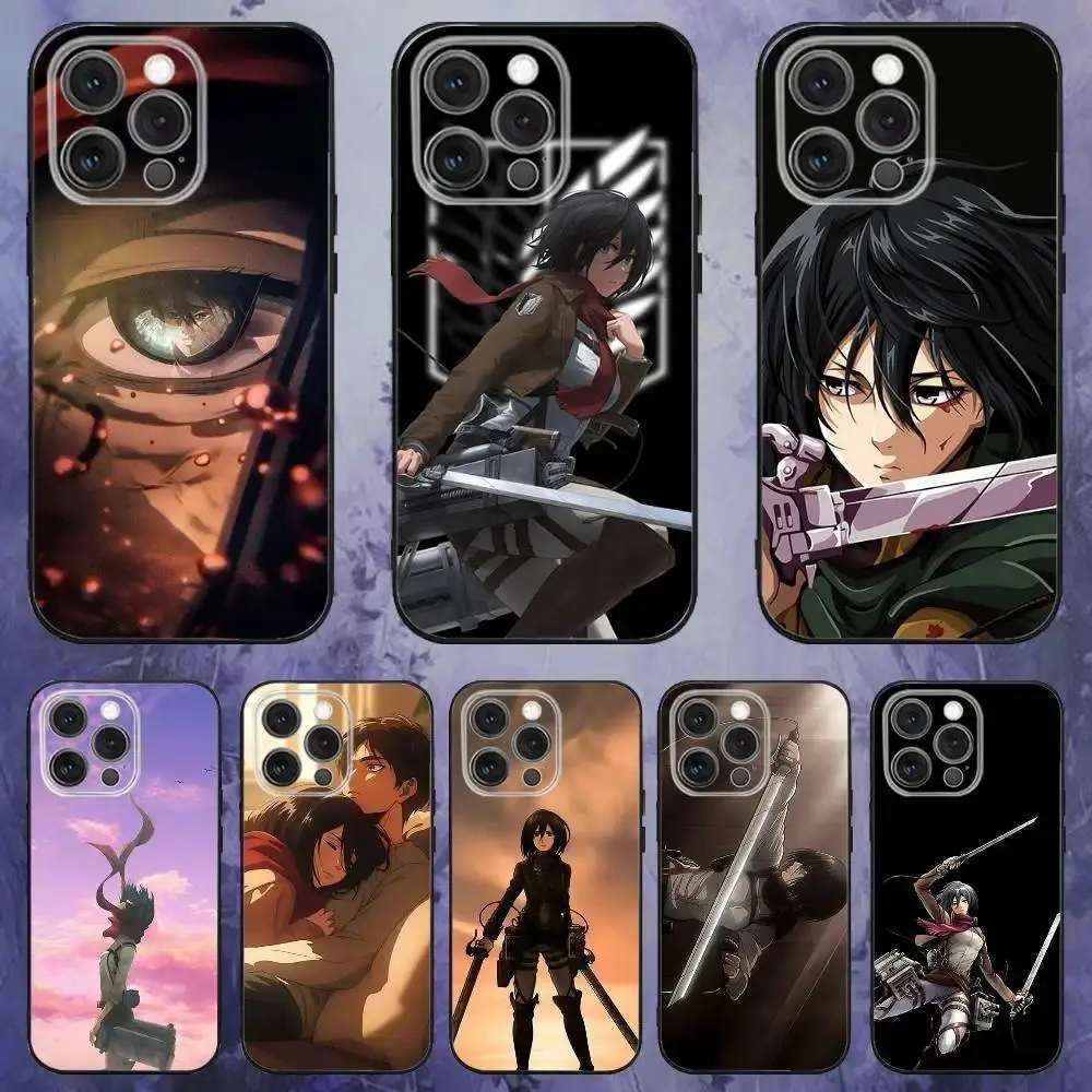Attack on Titan Mikasa Smartphone Case - Anti-Drop Black Silicone Shockproof Casing for iPhone 17 Pro Max, Pro, Air, 16 Plus, 15,14,13,12,11 & Samsung Galaxy S26,S25,S24,S23,S22,S21 Ultra,Plus,FE - Handheld Cellphone Devices Soft Back Cover Gift, Protecti