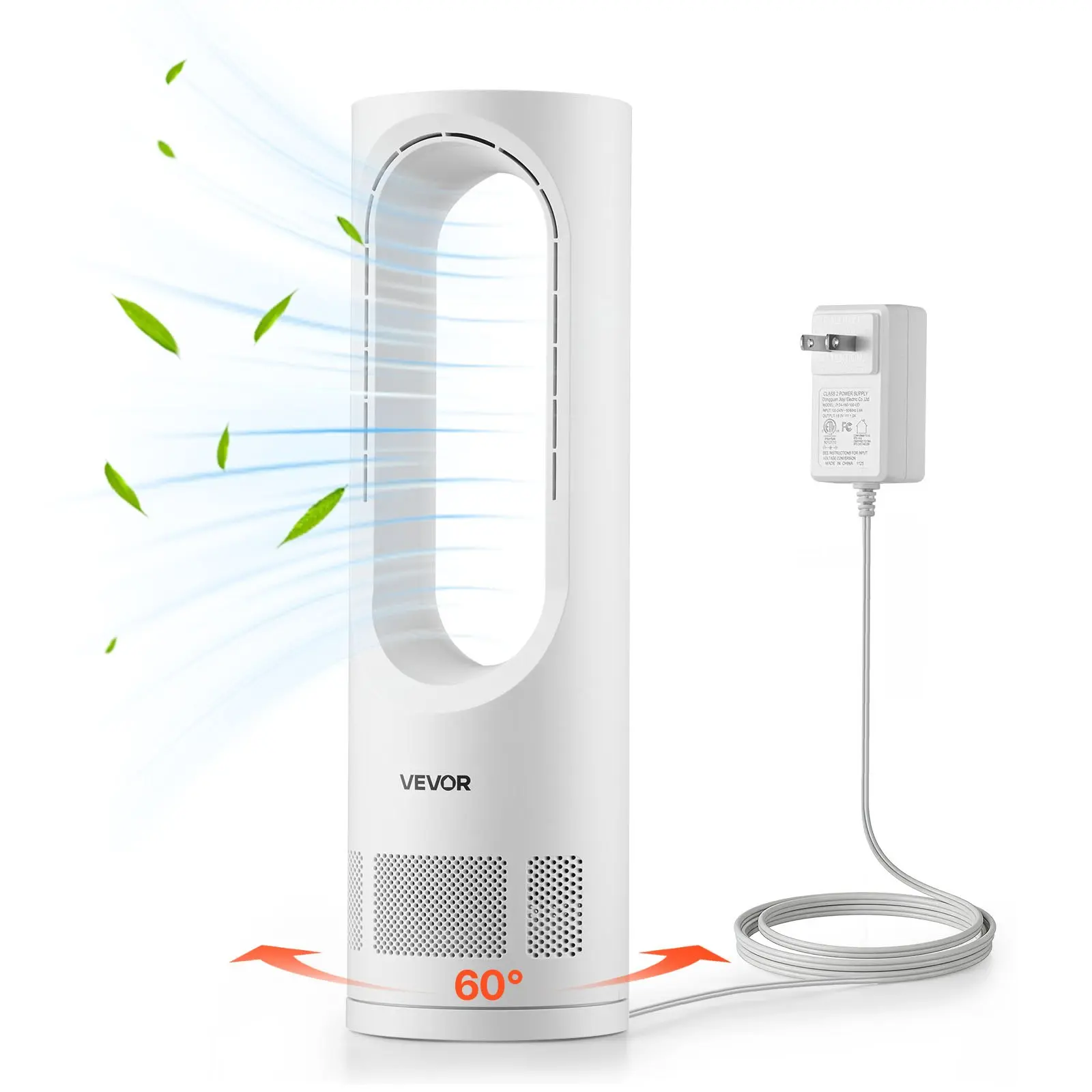 【DealsForYouDays】VEVOR Desk Fan Bladeless, 17 inch Office Table Fan Small Quite, 5 Speeds Adjustment, 0-9H Timer, 60-Degree Oscillation, Touch Control, Easy to Clean, Portable for Office, Living Room, Bedroom