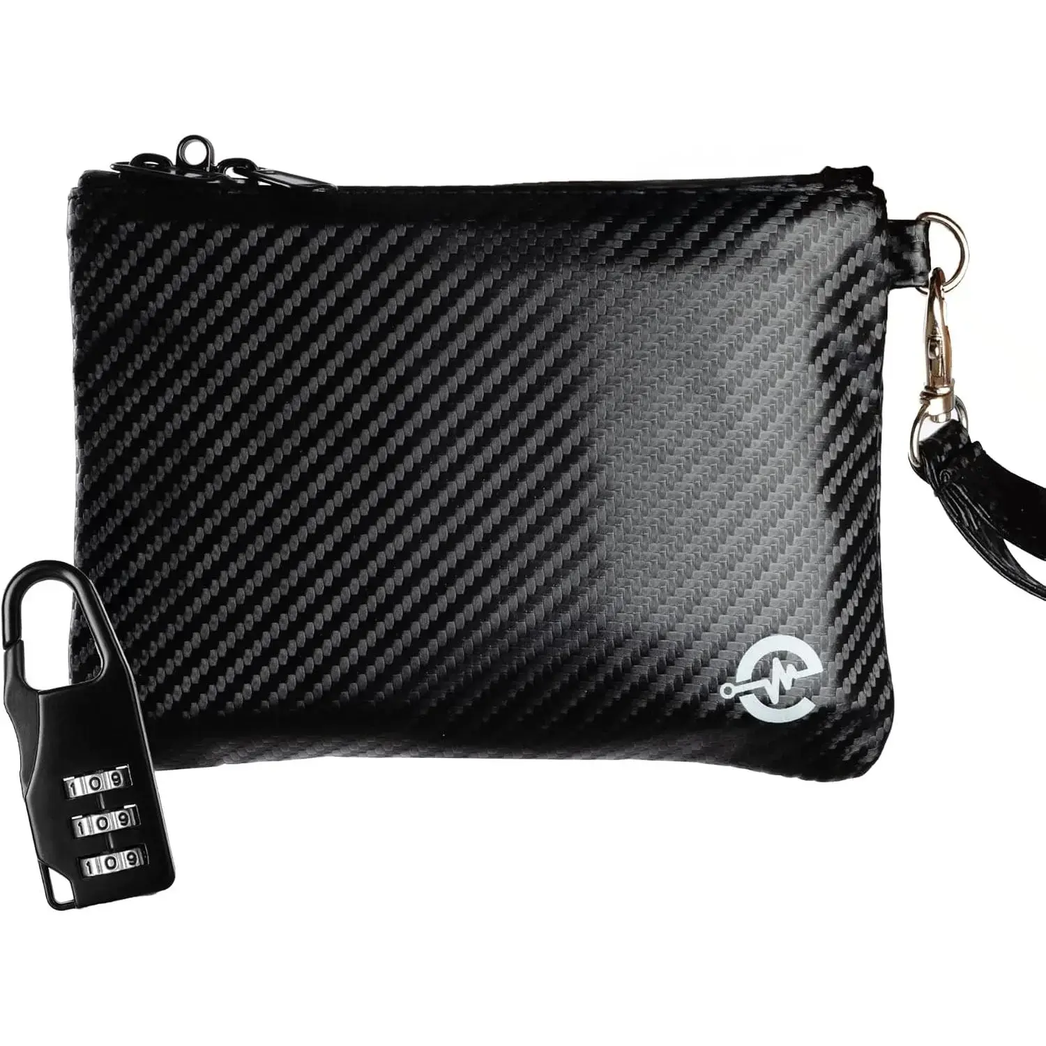 Small Smell Bag with Lock 6"x4", Odor Container| Resistant Lockable for Medication, Travelers, Herbs.Odor and Scent Compact (Carbon Black)