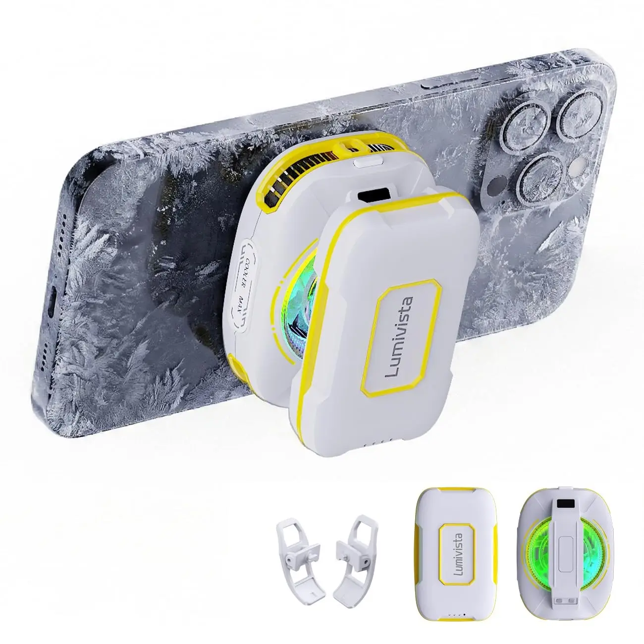 Cell Phone Cooler for Gaming, Magnetic Portable Rechargeable Battery Mobile Phones Radiator, Cellphone Fan Cooler with RGB Lights for iPhone Series, iPad Pro Tablet, Android, TikTok LiveGift