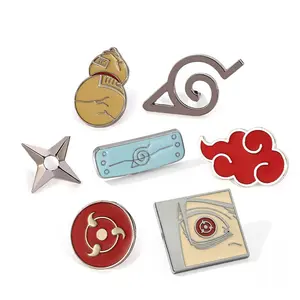 Naruto Anime Enamel Pins Multiple Styles Konoha Logo Akatsuki Red Cloud Sharingan Gaara Gourd Shuriken Metal Brooches Backpack Badge Creative Graduation Gift For Naruto Fans And Student Anime Lovers
