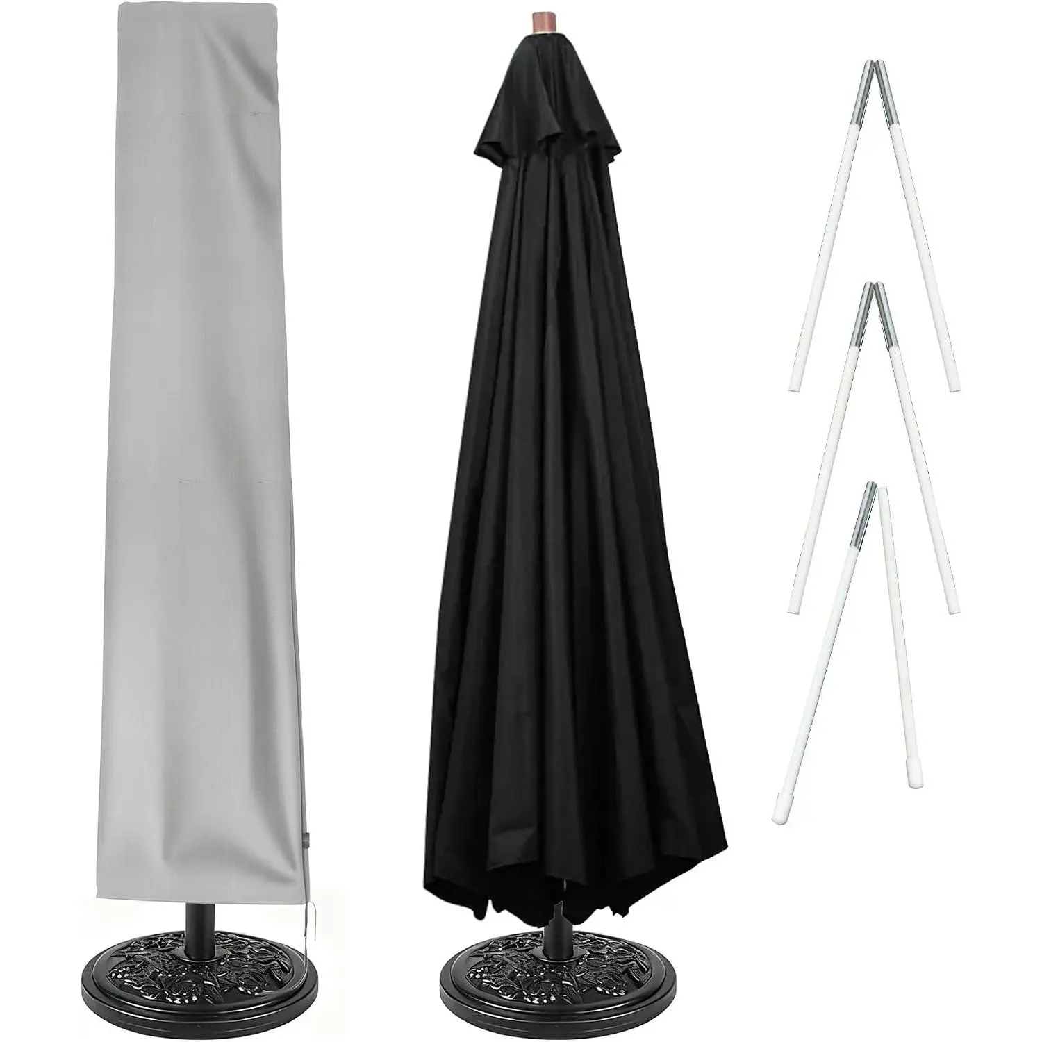 420D Oxford Zippered Waterproof Patio Umbrella Cover, Fits 8ft-13ft Garden Outdoor Umbrellas, Home Supplies Storage Accessory