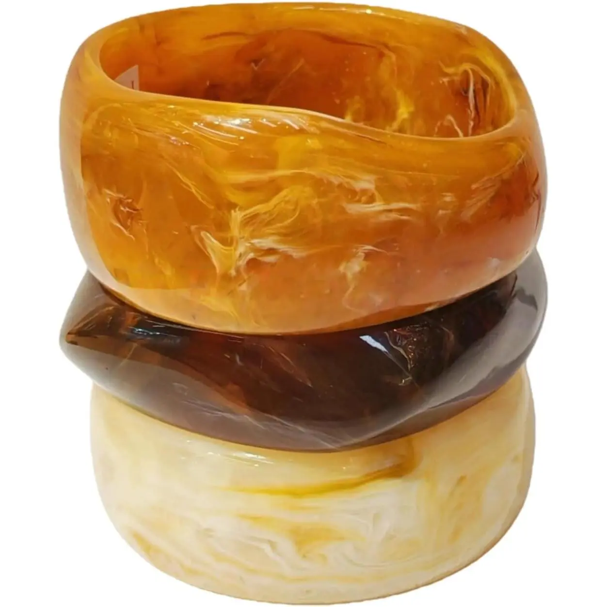 Chunky Bracelet Set for Women | 3-Pack   Bangles | Brown & Colorful Statement  | Indian Style Bangle Bracelets