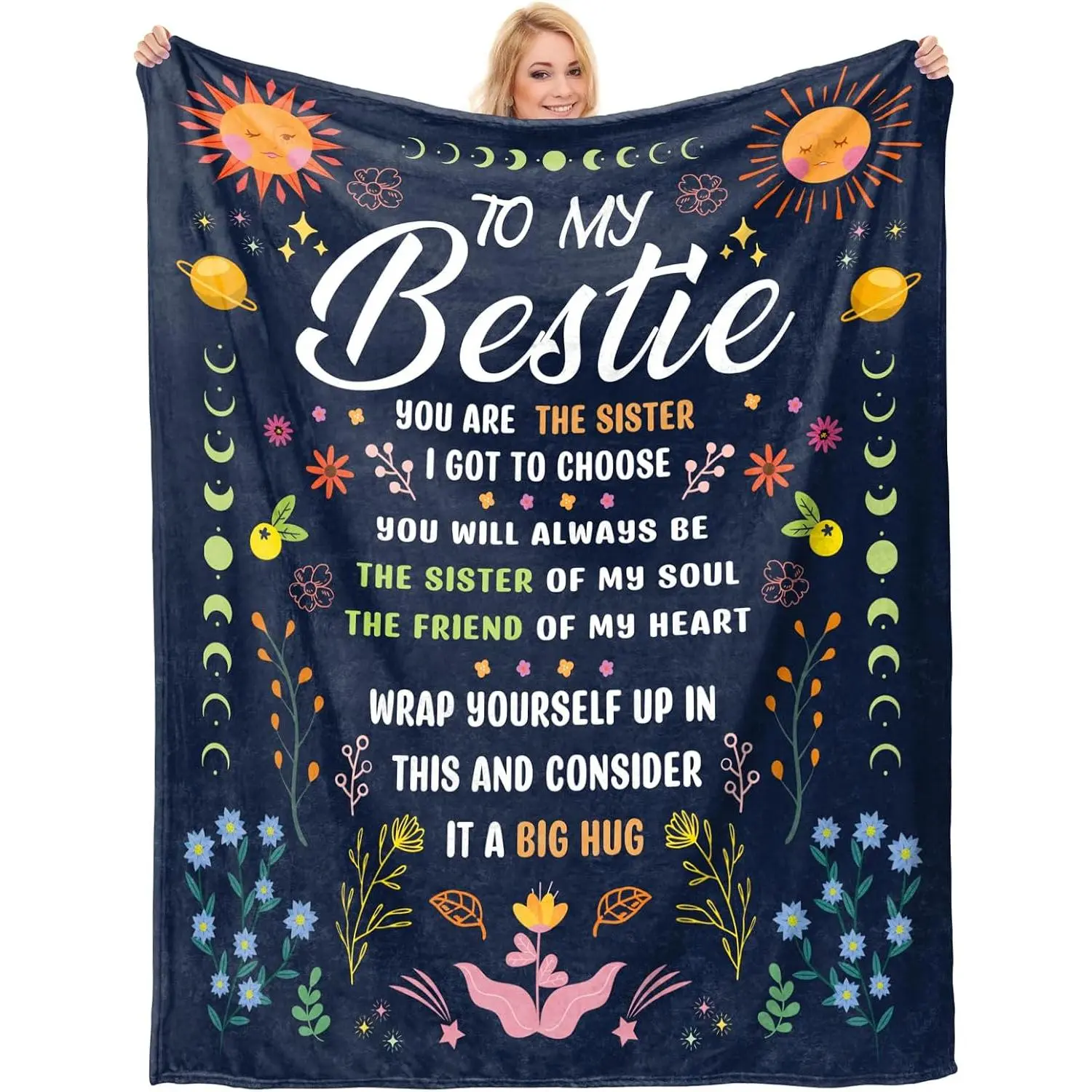 Friendship Gifts for Women, to My Bestie Blanket, Best Friend Birthday Gift | Friendship Blanket for Women Bestfriend Soul Sister, Long Distance Going Away Gift for Female Friend, 50x60 Inches