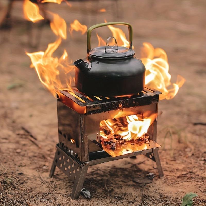 Outdoor Stainless Steel Card Grill, Camping Mini Detachable Portable Wood Stove, Picnic Charcoal Card Stove