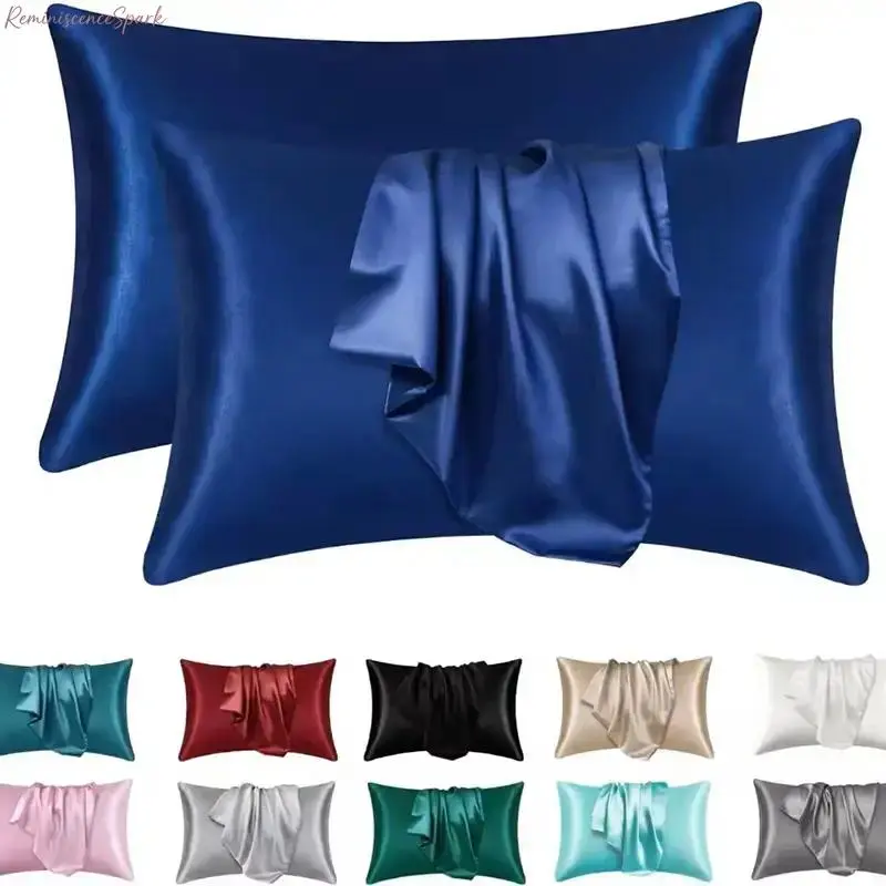2-Pack Silky Satin Pillowcases, Smooth Cooling Bed Linens, Skin & Hair Friendly Beauty Sleep Pillow Covers, Soft Breathable Bedding Accessory, Reduces Frizz, Ideal for Daily Bedroom Use & Restful Nighttime Sleep