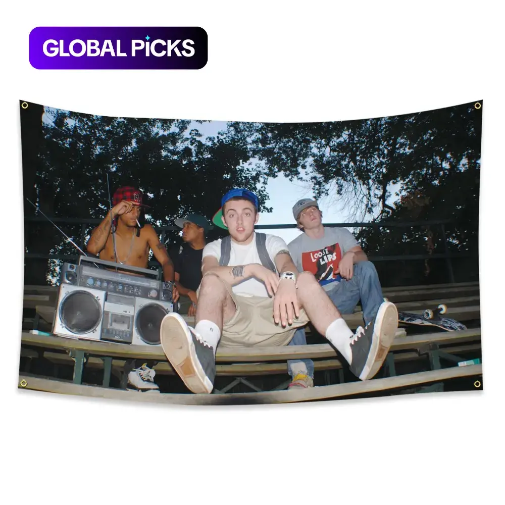 1pc, The Rapper Mac Miller Flag Banner, Hip-hop Music, 2*3ft(60*90cm)/3*5ft(90*150cm), 4 Grommets, Single-Sided Printing, Wall Hanging Tapestry, Hanging Wall Art, Tapestry Room Decor, for Indoor, Outdoor, Home, Decoration Items, Decorations #GLOBAL PICKS