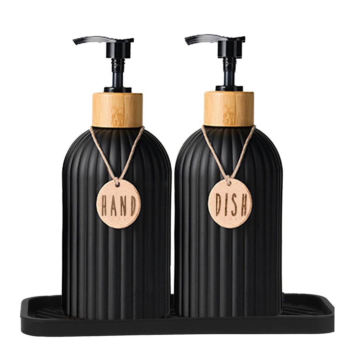 2pcs/set Wavy Design Empty Refillable Bottle & Silicone Tray, Bathroom Lotion Storage Bottle, Soap Container, Soap Canister, Portable Press Type Shampoo Dispenser Bottle, Bathroom Accessory, Home Supplies, Soap And Lotion Dispenser Set