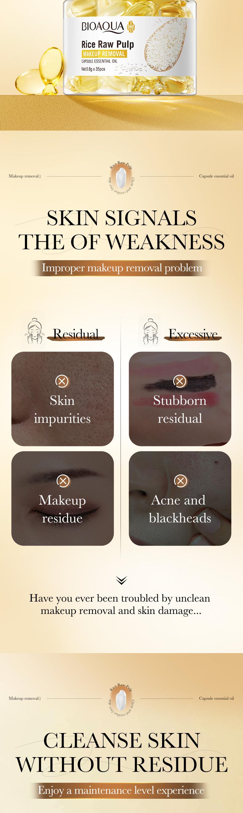 Rice Pulp Cleansing Oil Capsules - Dissolves Waterproof Makeup Instantly, Gentle No-Sting Formula, Travel-Friendly Single-Use Pods for Flawless Double Cleanse Every Night!