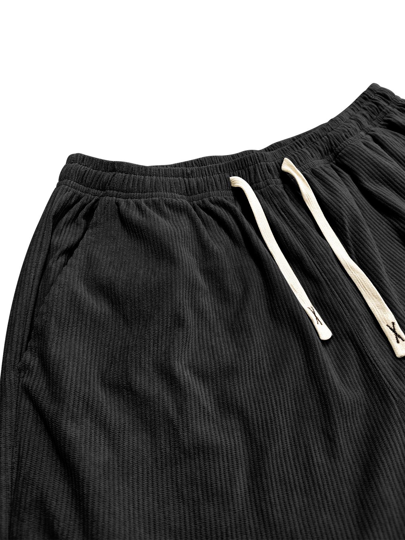 Women's Corduroy Jogger Pants for Spring and Autumn, featuring solid colors with drawstring pockets. Crafted from soft and comfortable fabric, these pants are ideal for everyday casual wear.