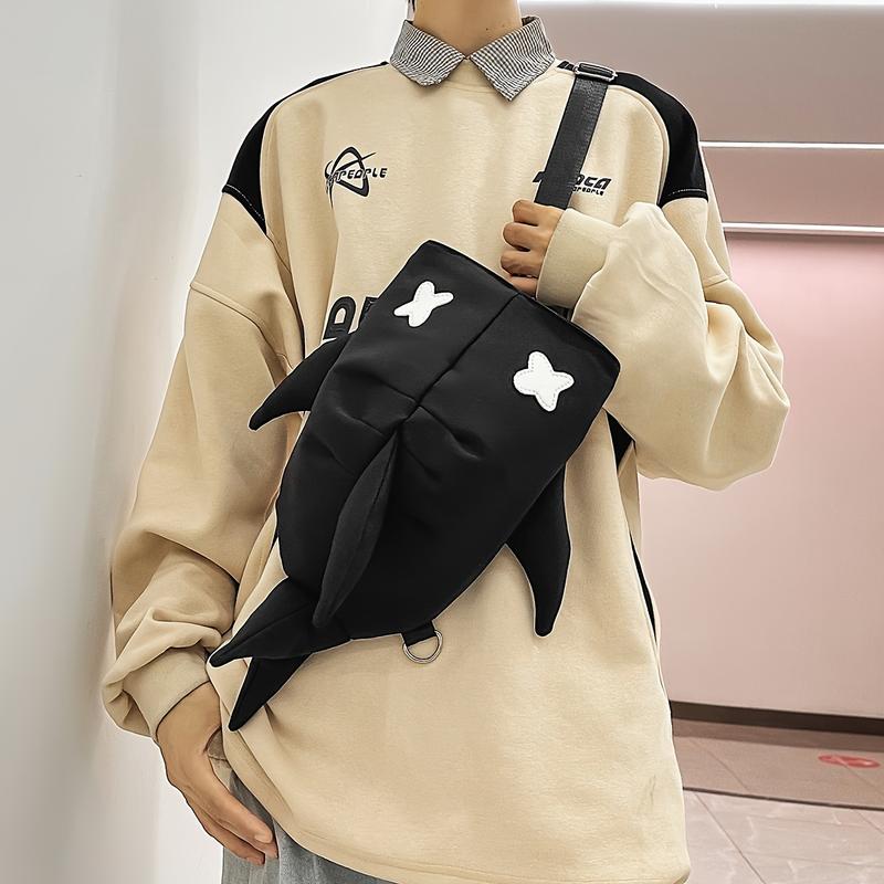 Stylish And Casual Single-Shoulder Backpack That Can Also Be Worn As a Double-Shoulder Bag, Perfect for Couples. This Trendy Shark-Themed Backpack Is Suitable for High School And College Freshmen, Ideal for Travel .