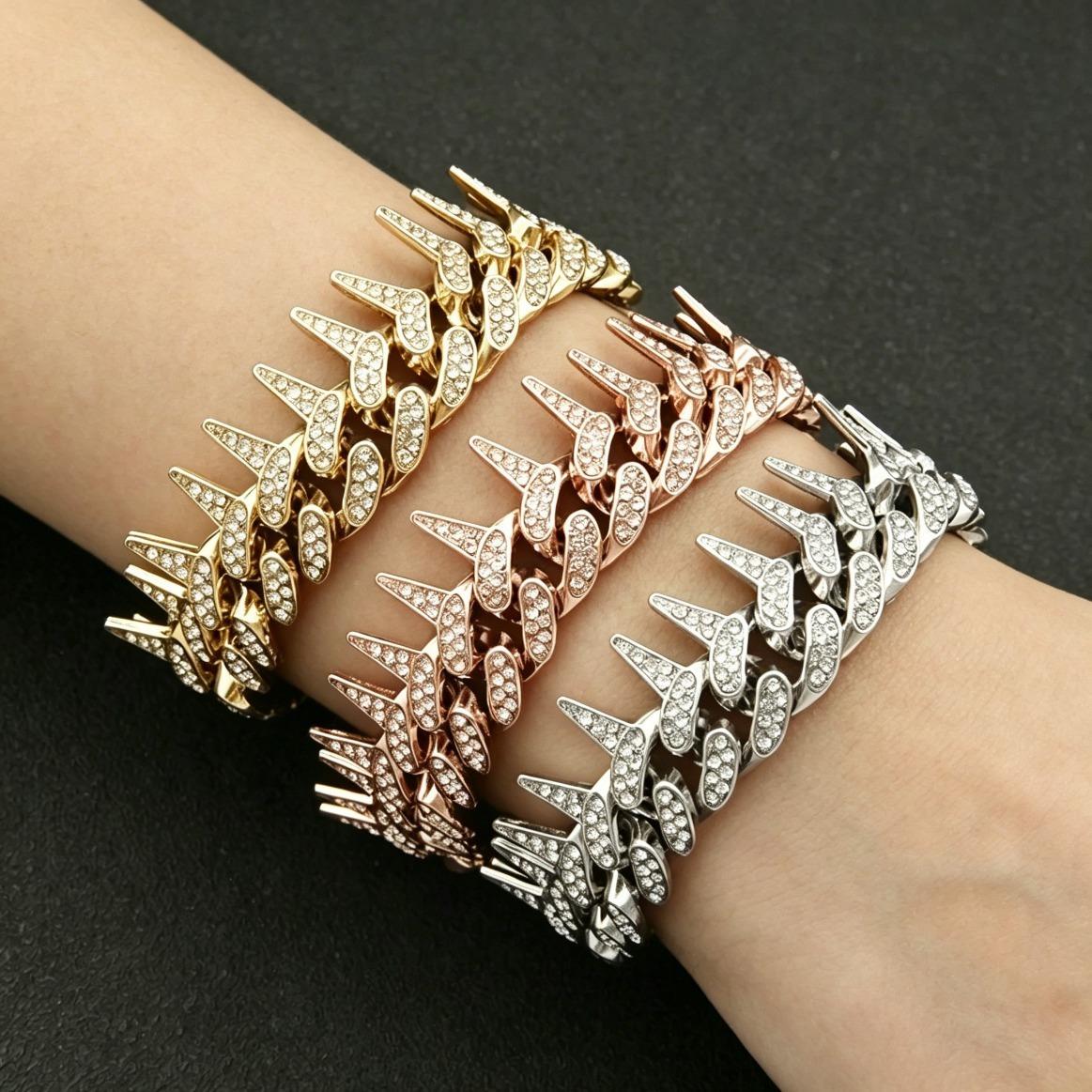 Moissanite Cuban Spike Necklace Miami Italy Mexico Inspired Hip Hop Trendy Aesthetic Iced Out Affordable Jewelry Women Men Daily Wear Gift