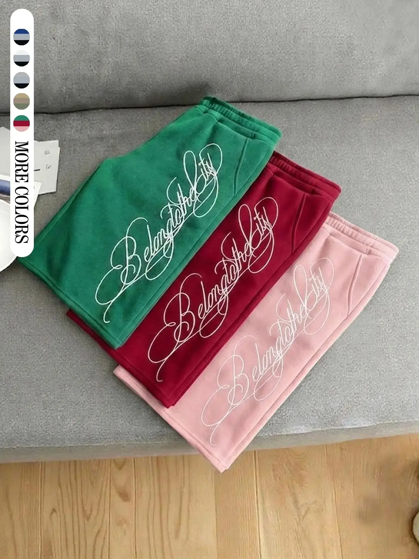 American Casual Embroidered Sweatpants, Multiple Colors Available, Handwritten Letter Embroidery, Loose Comfort, Daily Wear, Lazy Style