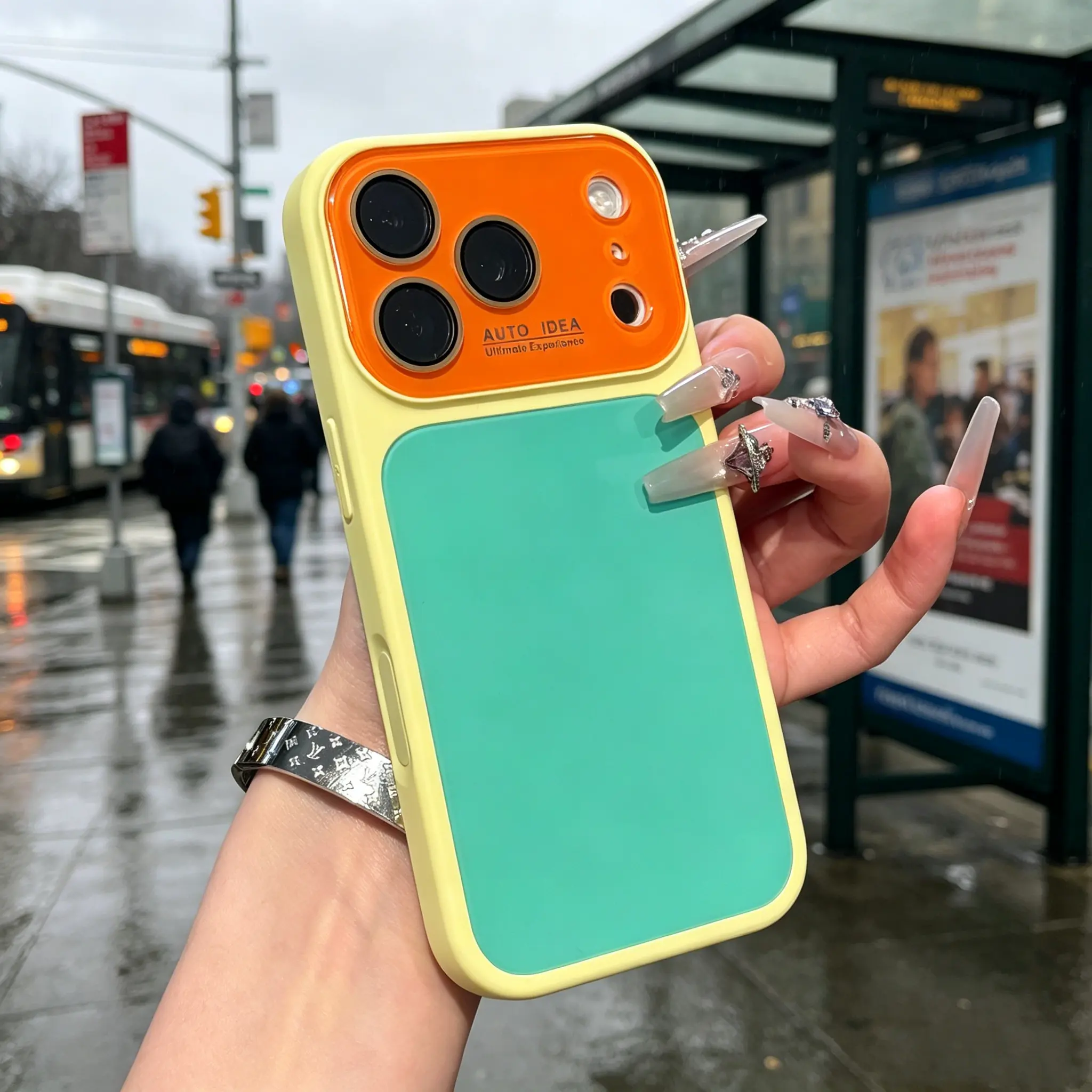 Bright Dopamine Color Block Phone Case, Cute Two-Tone Matte Soft TPU Bumper & Hard PC Back, Full Lens Protection, Aesthetic Glossy , Compatible with iPhone 17/16/15/14/13 Pro Max Plus Air