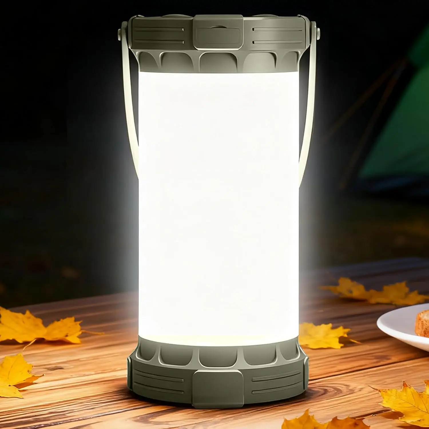 LED camping light, with a battery life of up to 200 hours, features three color options and five brightness levels, including an SOS function, and is rechargeable, suitable for power outages, camping, hiking, and emergencies