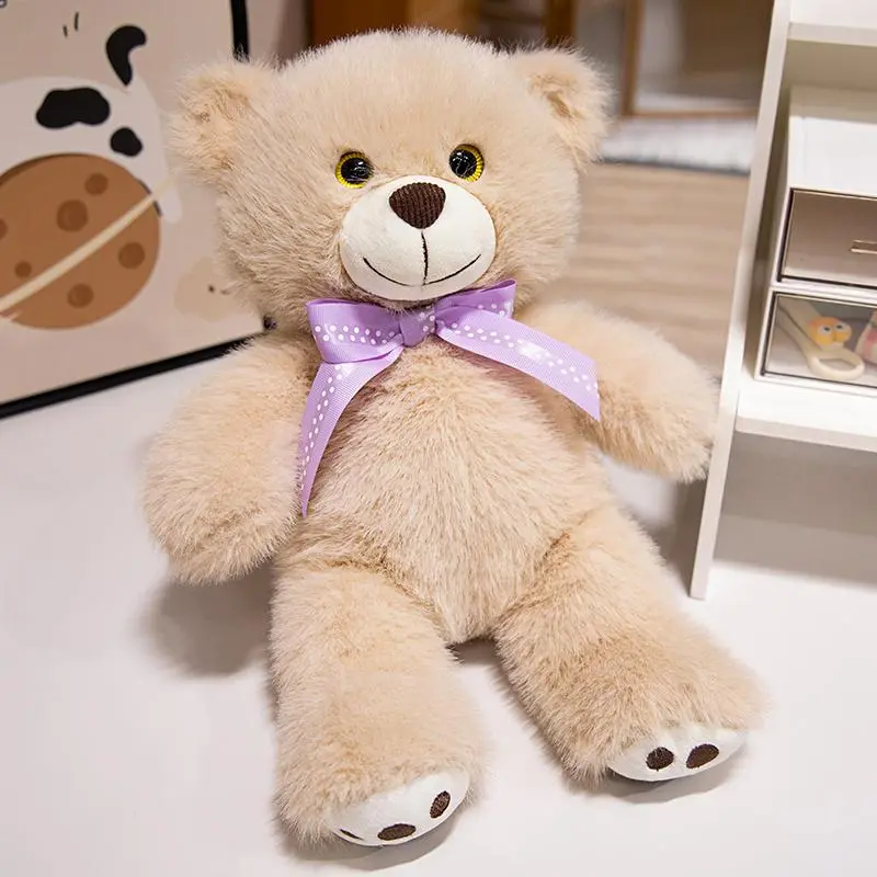 1Pc 25/35cm Lovely Bow Bear Plush Toys Kawaii Bear with Bow Tie Toy Stuffed Soft Animal Teddy Dolls Valentine's Gift for Couple