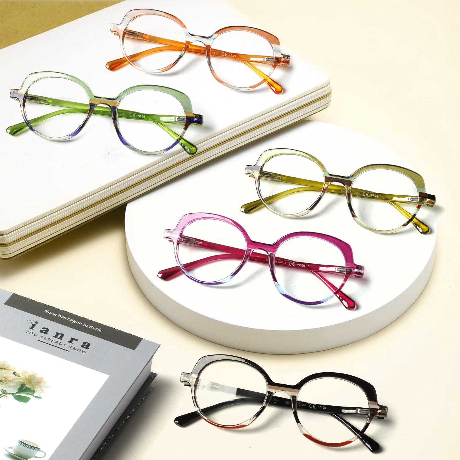 ZOECENT 5 Pack Women's Reading Glasses Blue Light Blocking Comfort Frames Spring Hinges Stylish Designs