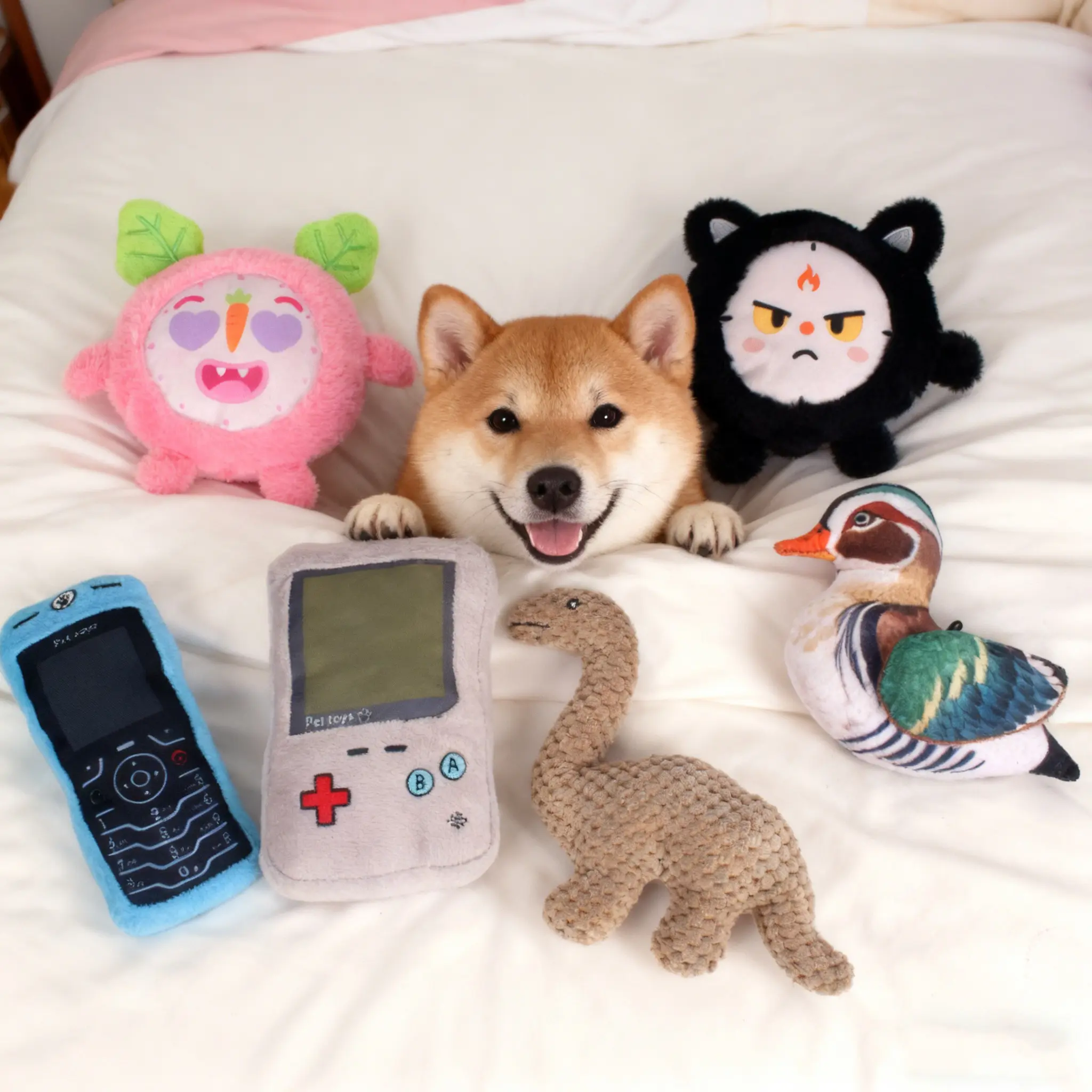 Interactive Dog Toys Set, Durable Plush Dinosaurs & Birdies, 6-Pack, Bite-Resistant, Indoor Play, Dental Relief, All Sizes