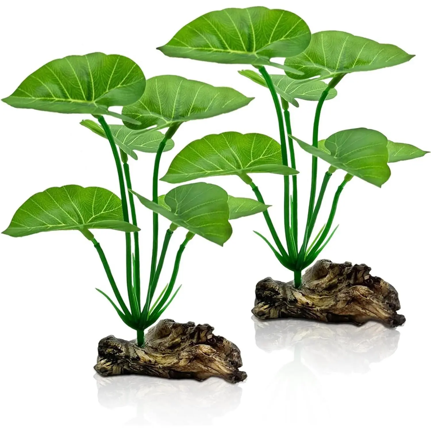 2-Pack 6-Inch Artificial Silk Aquarium Plants for Betta Fish Tank Decorations - Includes Betta Leaf Hammock, Driftwood Reptile Plant Decor, Goldfish Tank AccessoriesGift
