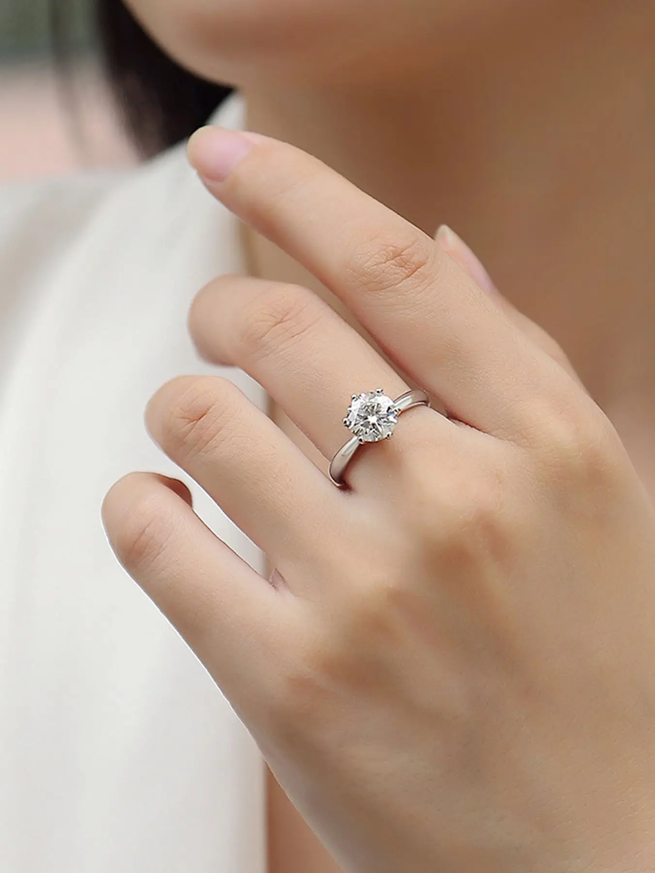 1 Carat Moissanite Solitaire Ring,moissanite Classic Six-Claw Wedding Rings Women  Luxurious Wedding Fashion Jewelry for Anniversary and Holiday Gifts, For Teenager